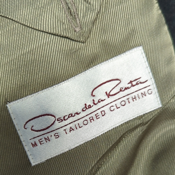 19924 Oscar de la Renta Two Button Blazer Green size 42R preppy Business casual - Picture 9 of 10
